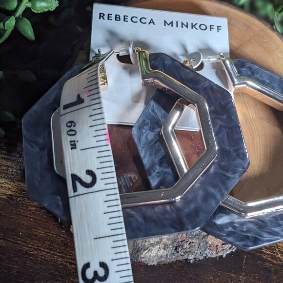 NWT Rebecca Minkoff Octagon Resin Hoop Earrings True Multi Women's Size OS - Picture 6 of 6